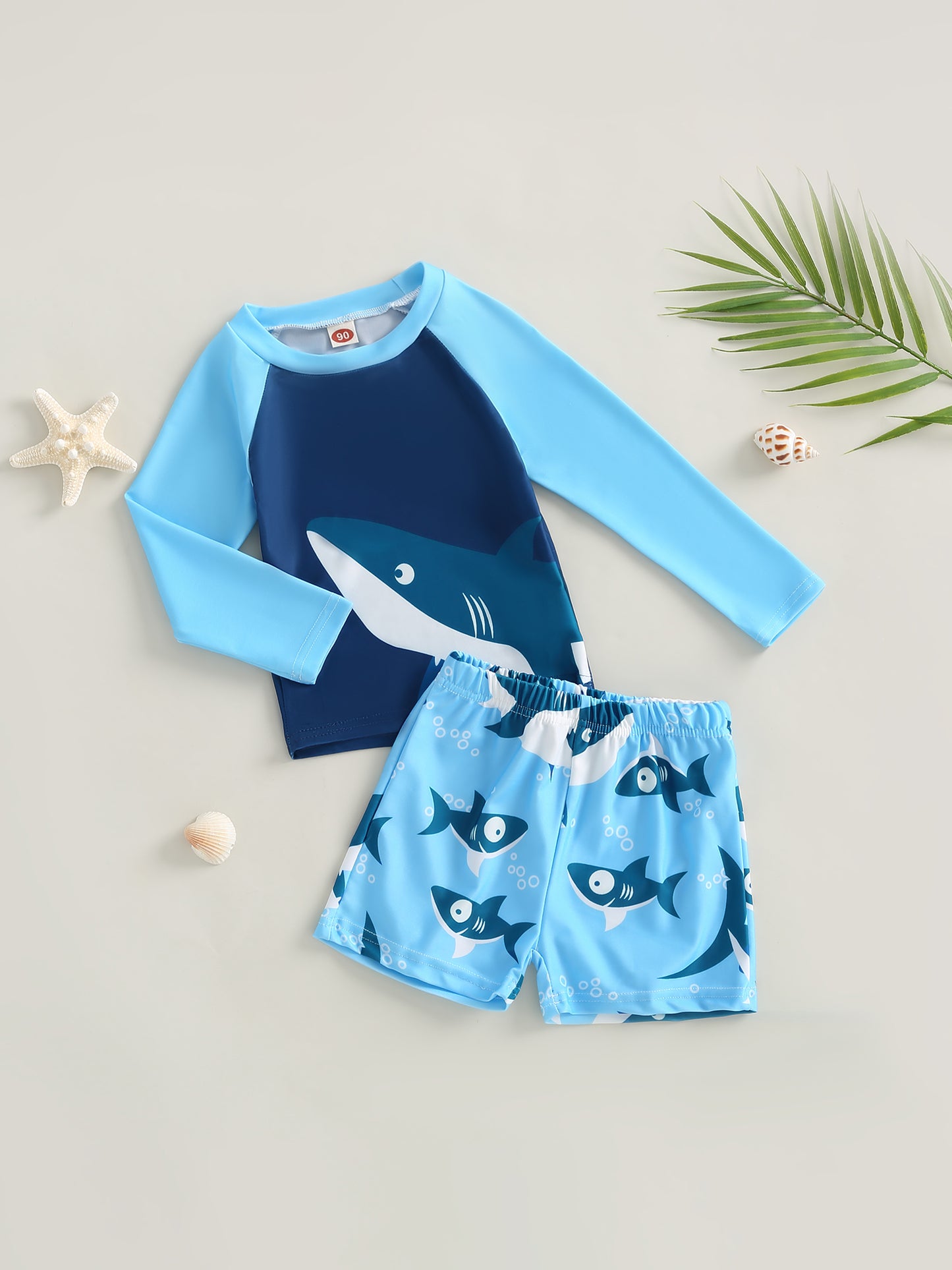 Little Kids & Boys Swimwear 2Pcs Set Shark Print Cool Swimsuit For 2T 3T 4T 5T 6T 7T Boys