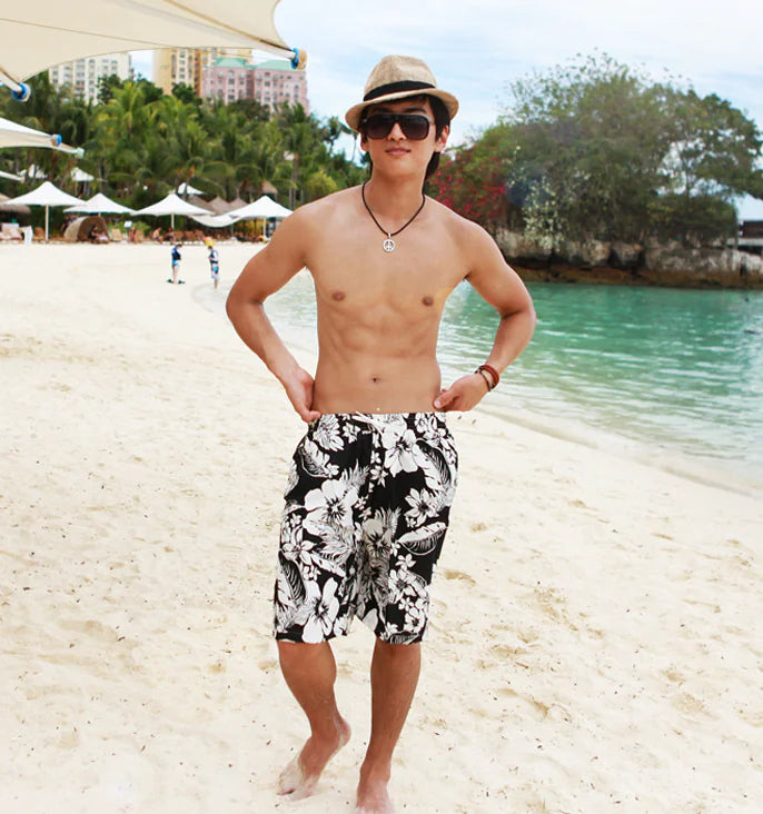 Black Floral Couples Three-Piece Bikini Swimwear Set