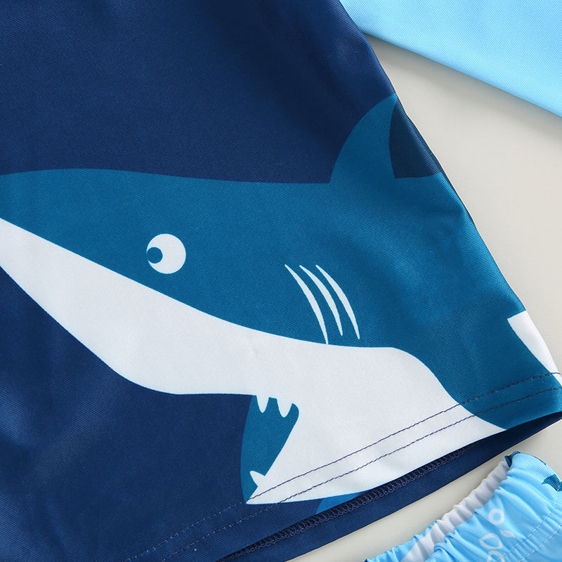 Little Kids & Boys Swimwear 2Pcs Set Shark Print Cool Swimsuit For 2T 3T 4T 5T 6T 7T Boys