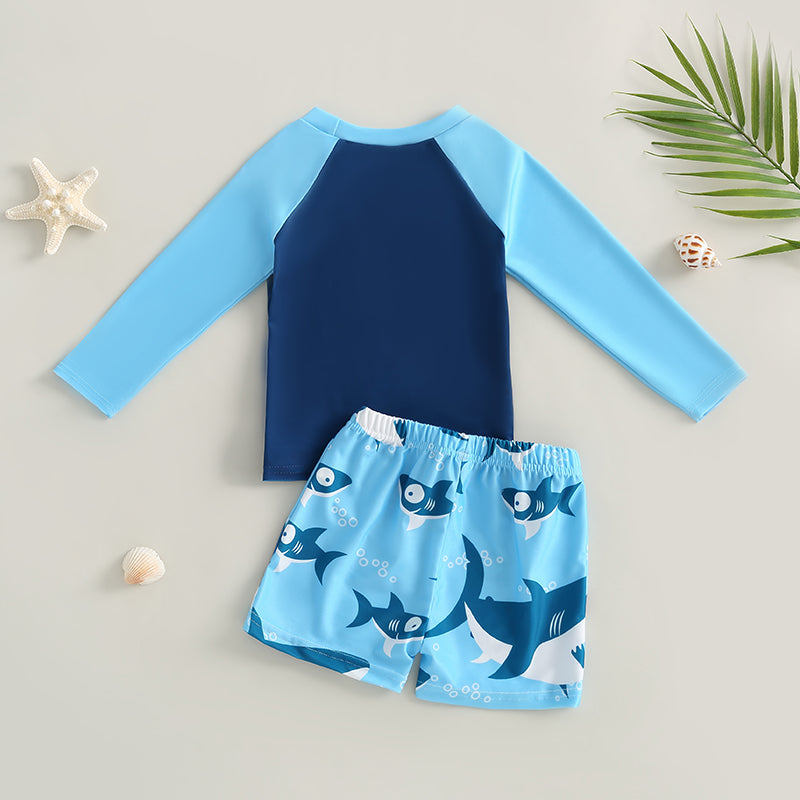 Little Kids & Boys Swimwear 2Pcs Set Shark Print Cool Swimsuit For 2T 3T 4T 5T 6T 7T Boys