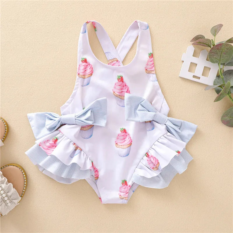 Girls' Swimsuit Swimwear 2024 Summer Swim Bikini Set Kids Floral Toddler Learn Swimming Suits One-Piece Sunbeach Infant Swimwear