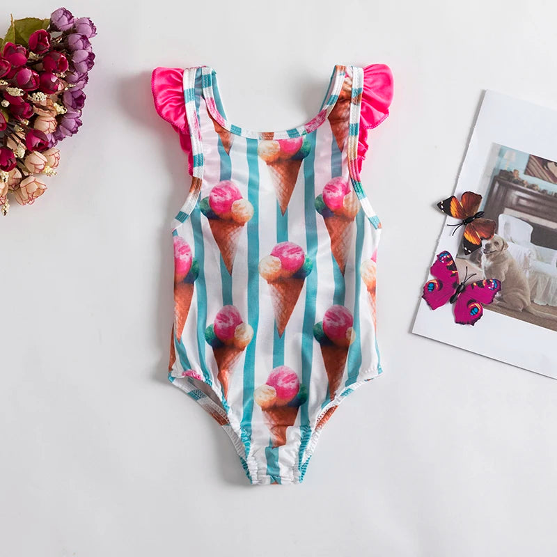 Girls' Swimsuit Swimwear 2024 Summer Swim Bikini Set Kids Floral Toddler Learn Swimming Suits One-Piece Sunbeach Infant Swimwear
