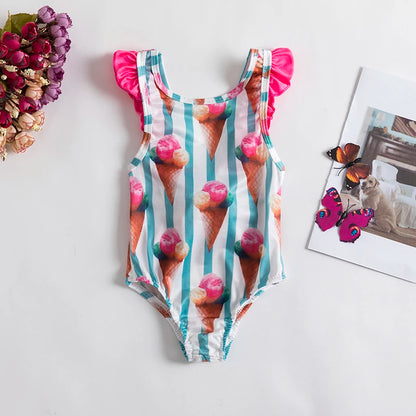 Girls' Swimsuit Swimwear 2024 Summer Swim Bikini Set Kids Floral Toddler Learn Swimming Suits One-Piece Sunbeach Infant Swimwear