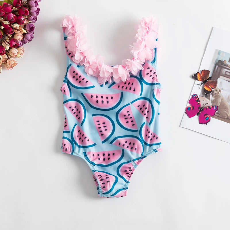 Girls' Swimsuit Swimwear 2024 Summer Swim Bikini Set Kids Floral Toddler Learn Swimming Suits One-Piece Sunbeach Infant Swimwear