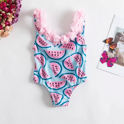Girls' Swimsuit Swimwear 2024 Summer Swim Bikini Set Kids Floral Toddler Learn Swimming Suits One-Piece Sunbeach Infant Swimwear