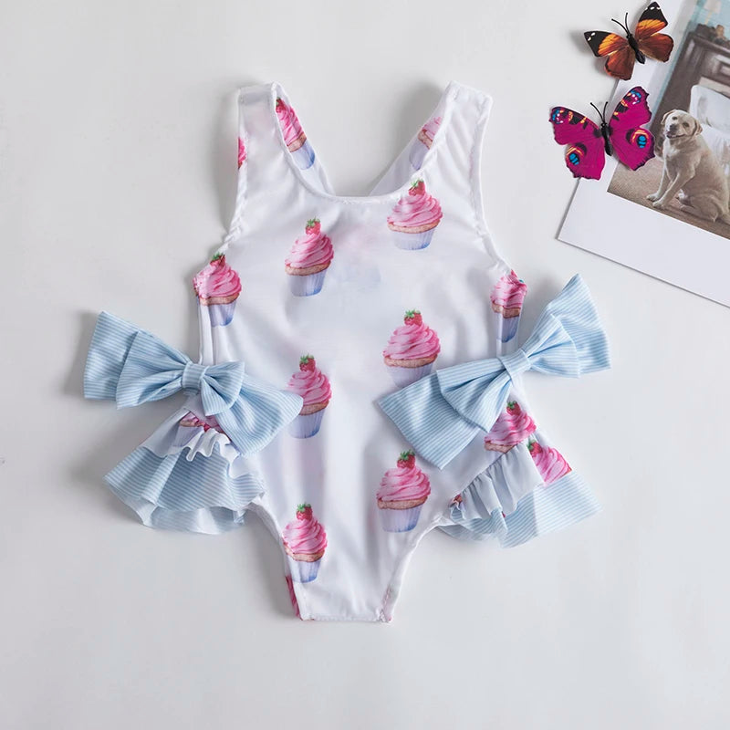Girls' Swimsuit Swimwear 2024 Summer Swim Bikini Set Kids Floral Toddler Learn Swimming Suits One-Piece Sunbeach Infant Swimwear