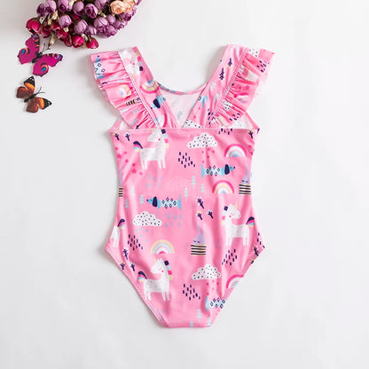 Girls' Swimsuit Swimwear 2024 Summer Swim Bikini Set Kids Floral Toddler Learn Swimming Suits One-Piece Sunbeach Infant Swimwear