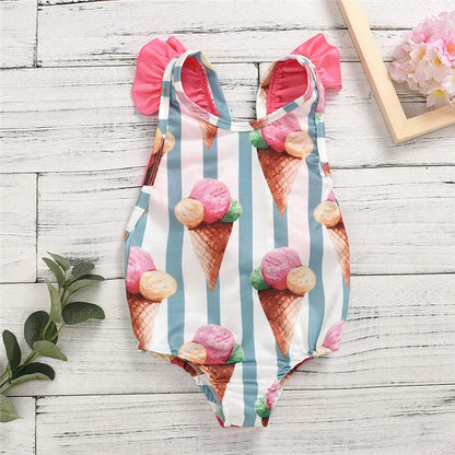 Girls' Swimsuit Swimwear 2024 Summer Swim Bikini Set Kids Floral Toddler Learn Swimming Suits One-Piece Sunbeach Infant Swimwear