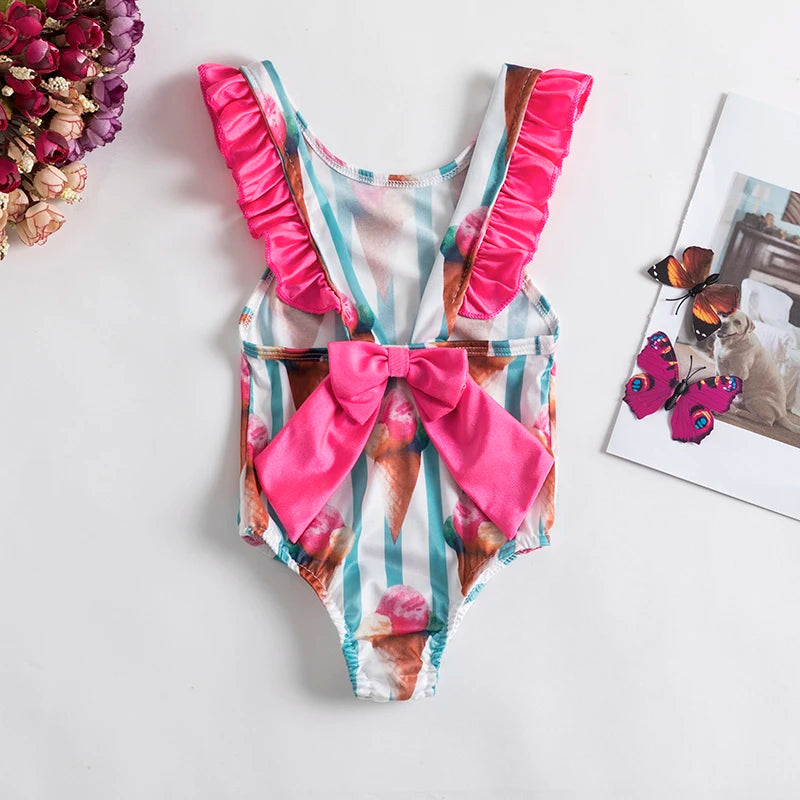 Girls' Swimsuit Swimwear 2024 Summer Swim Bikini Set Kids Floral Toddler Learn Swimming Suits One-Piece Sunbeach Infant Swimwear
