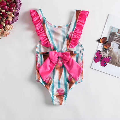 Girls' Swimsuit Swimwear 2024 Summer Swim Bikini Set Kids Floral Toddler Learn Swimming Suits One-Piece Sunbeach Infant Swimwear