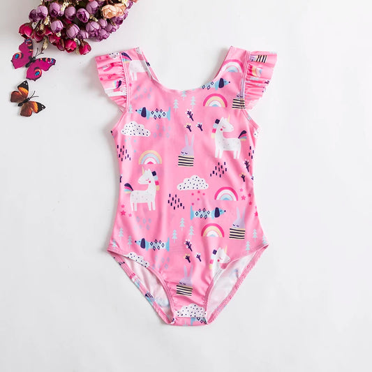 Girls' Swimsuit Swimwear 2024 Summer Swim Bikini Set Kids Floral Toddler Learn Swimming Suits One-Piece Sunbeach Infant Swimwear