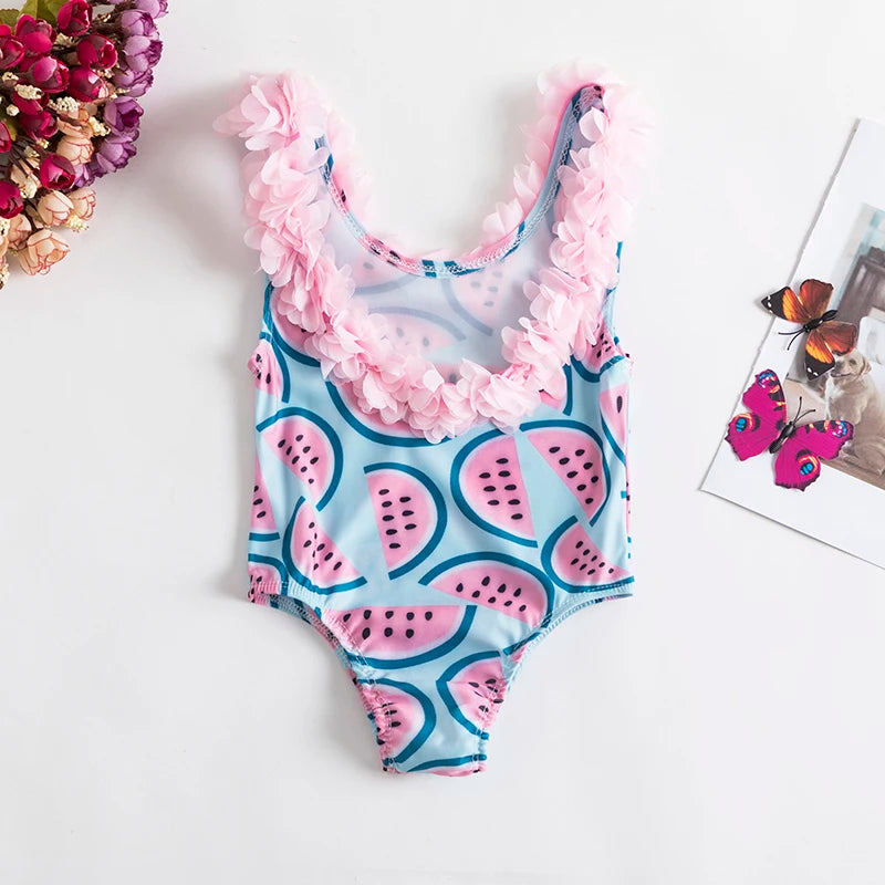 Girls' Swimsuit Swimwear 2024 Summer Swim Bikini Set Kids Floral Toddler Learn Swimming Suits One-Piece Sunbeach Infant Swimwear