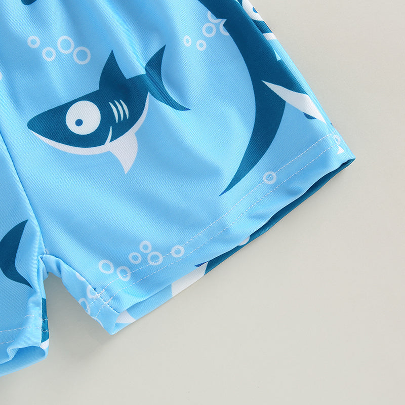 Little Kids & Boys Swimwear 2Pcs Set Shark Print Cool Swimsuit For 2T 3T 4T 5T 6T 7T Boys