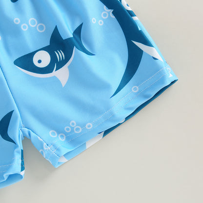 Little Kids & Boys Swimwear 2Pcs Set Shark Print Cool Swimsuit For 2T 3T 4T 5T 6T 7T Boys