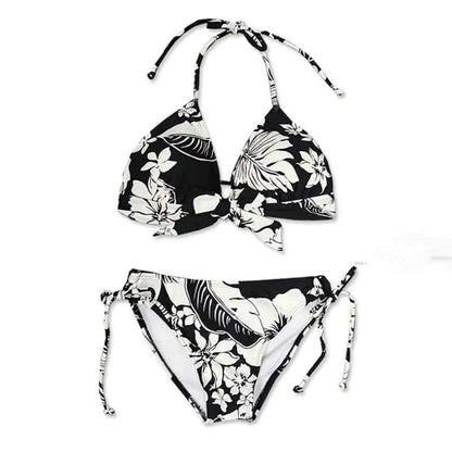 Black Floral Couples Three-Piece Bikini Swimwear Set